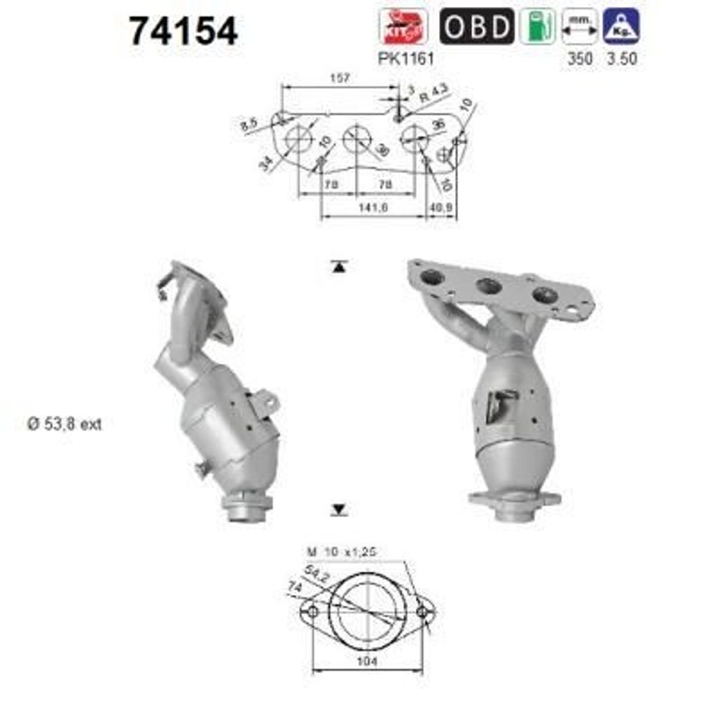 AS Katalysator Kat für NISSAN MICRA IV (K13) Euro 5/Euro 6 74154