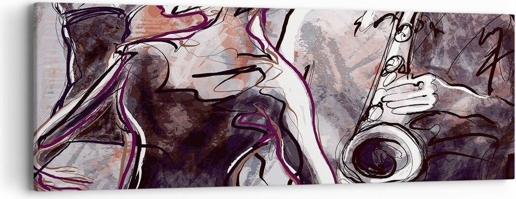 Bild auf Leinwand - Leinwandbild - Jazz Musik Musiker - 90x30cm - Wand Bild - Wanddeko - Wandbilder - Leinwanddruck - Bilder - Kunstdruck - Wanddek...