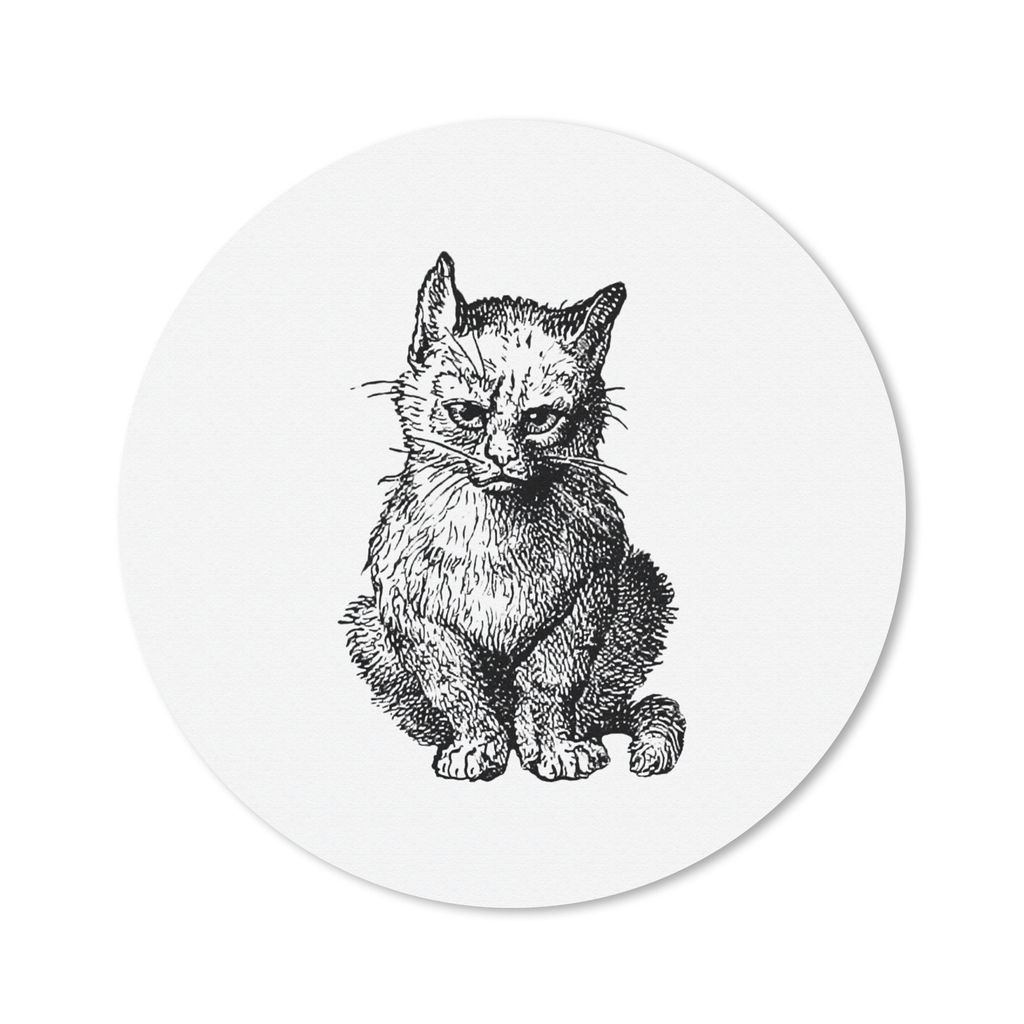 MuchoWow Mauspad Mousepad Retro - Katze - Tiere 50x50 cm - Mousepads - Maus Mat - Pad - Mausunterlage - Vinyl