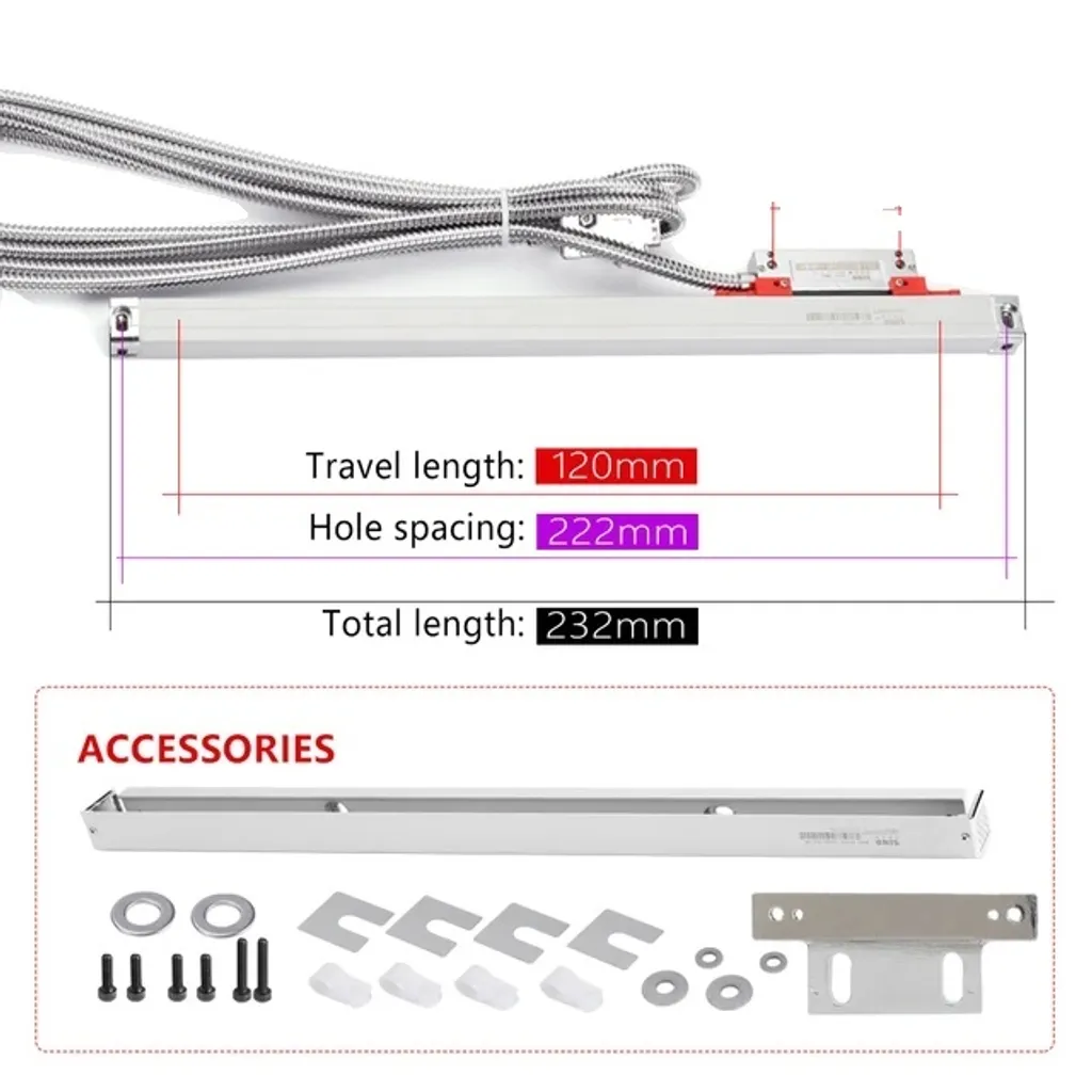 Sensore righello a scala lineare, risoluzione 0005 mm, macchina a display digitale, KA-500-120 mm