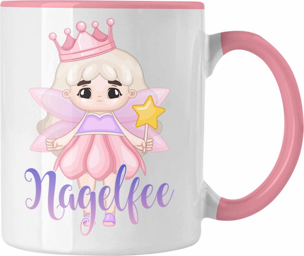 Trendation - Nagel-Fee Tasse Geschenk Nagelstudio Mitarbeiterin Gel-Nägel Spruch Süße Grafik (Rosa)