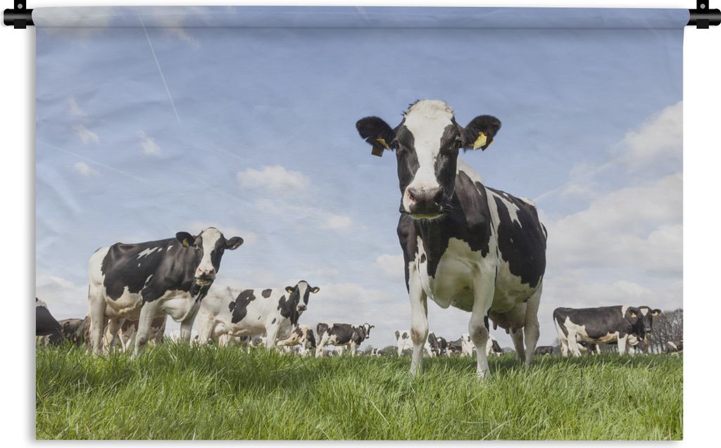 MuchoWow Wandteppich Wandbehang Kühe - Gras - Tiere - Sonne - Bauernhof 120x80 cm Tapisserie Dekoration Wandtuch - Wanddekorationen - Wandtücher