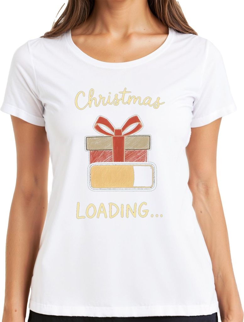Christmas Loading Weihnachten Geschenk Ladebalken Advent Lustig Damen T-Shirt, Weiß, 3XL