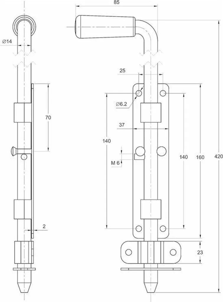 Clé pour fente zinguée 420/14 mm contre le ripage des vis grippées