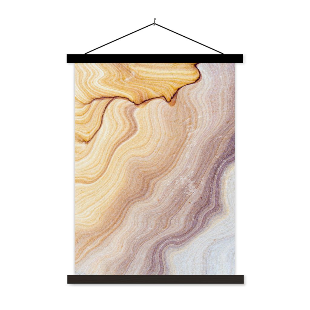 MuchoWow Textilposter Marmor - Textur - Sandstein - Gold - Marmoroptik 90x120 cm mit schwarzem Rahmen - Dekoration