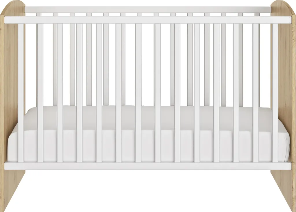 Lit bébé 60x120 Marta blanc/chêne - Un sommeil sécurisé sans toxines