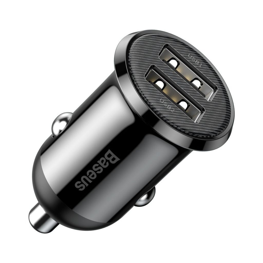 Caricabatterie da auto Baseus Grain Pro 2X Usb 4.8 A Nero Immagine del prodotto 