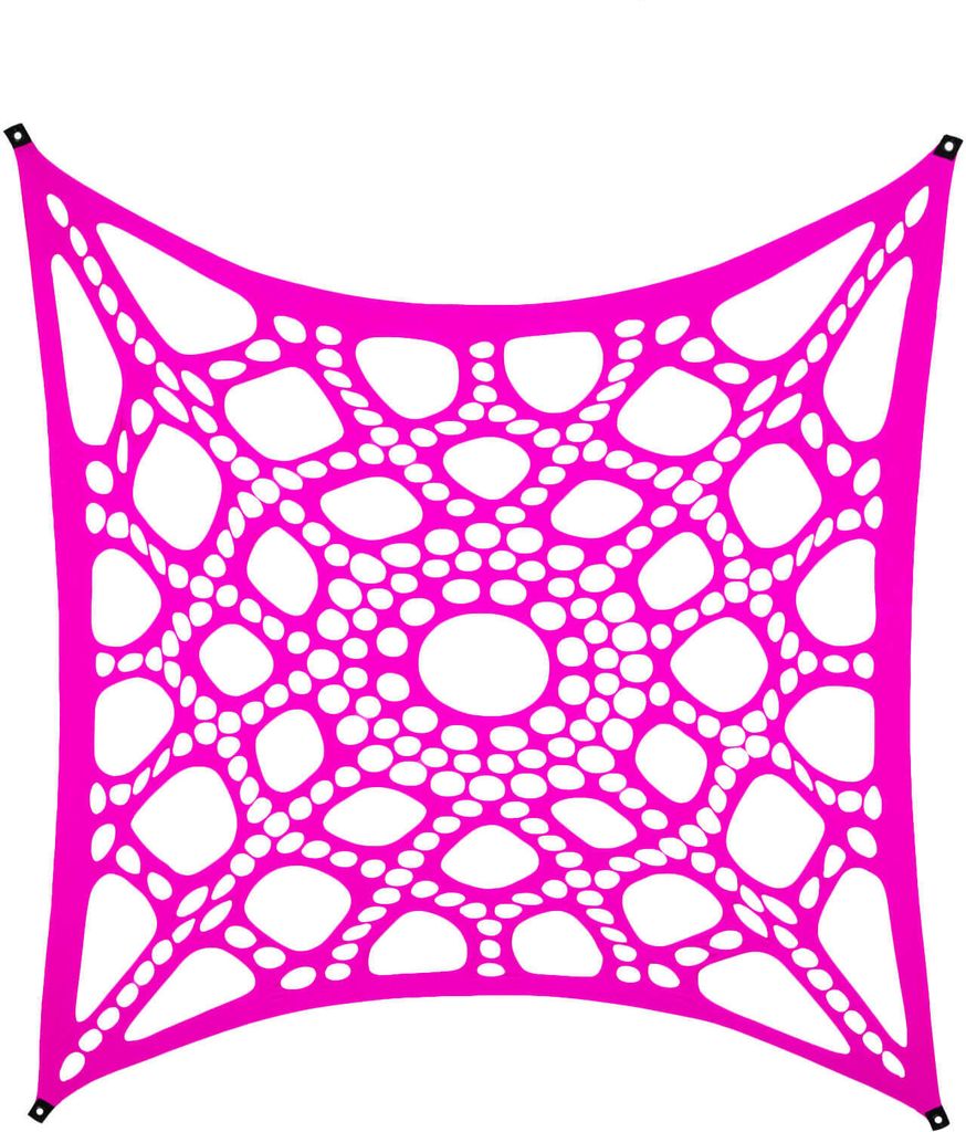 PSYWORK Schwarzlicht Segel Elasthan "Neon Spiderweb" Pink, 3x3m