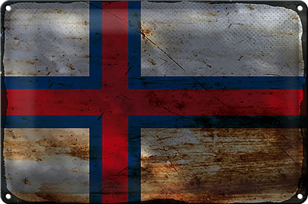 Blechschild Flagge Färöer 30x20cm Flag Faroe Islands Rost
