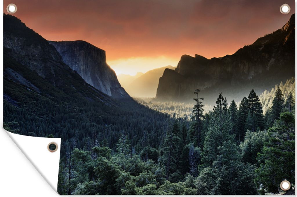 MuchoWow 60x40 cm Outdoor-Poster Gartendeko Sichtschutz Garten Poster für den Garten Sonnenaufgang im Yosemite-Nationalpark in Kalifornien