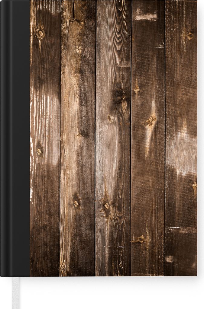 MuchoWow Notizbuch Tagebuch Haushaltsbuch Notebook A5 Holz - Hartholz - Vintage - Notizblock - Notizheft - Notebook - Schreibblock - Papier