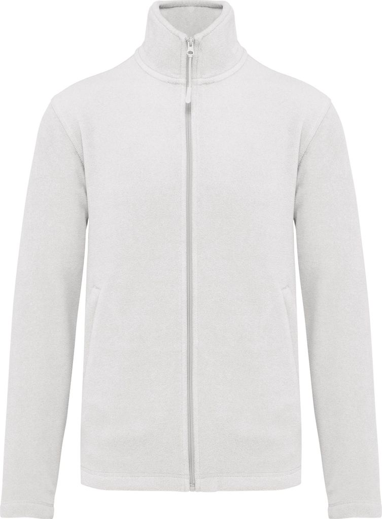 Kariban Herren Fleece Jacke Micro Fleecejacke Winterjacke Windjacke, Größe:L, Farbe:Weiß