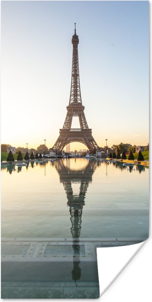 MuchoWow Poster Paris - Eiffelturm - Wasser 60x120 cm - Wandschmuck