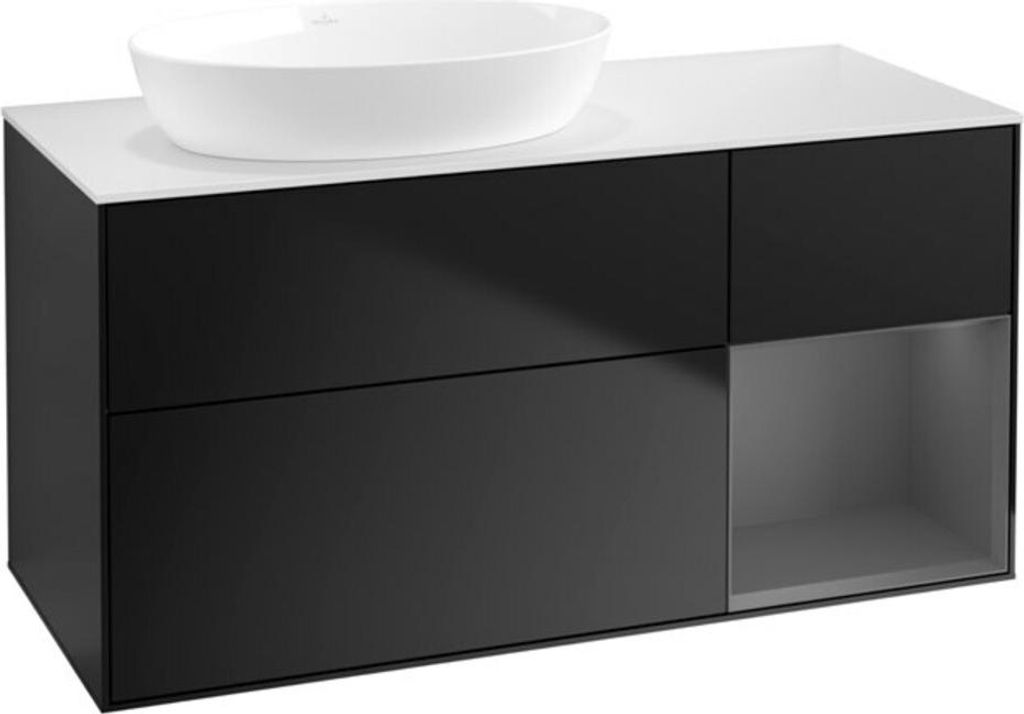 V&B Waschtischunterschrank Wandbeleuchtung Finion 120cm, Pl w m, Rg A m Lac, bla m Lac