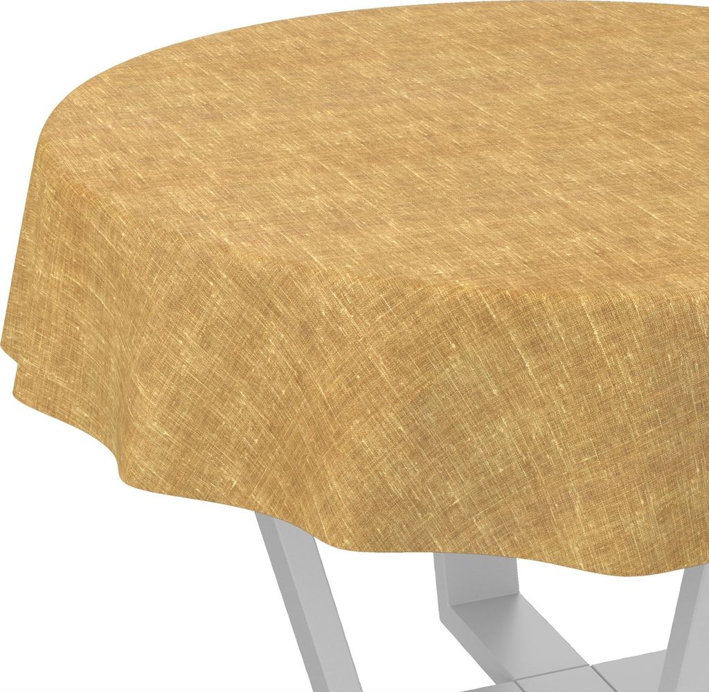 Tischdecke Melliert Senfgelb Rund 120cm Schnittkante