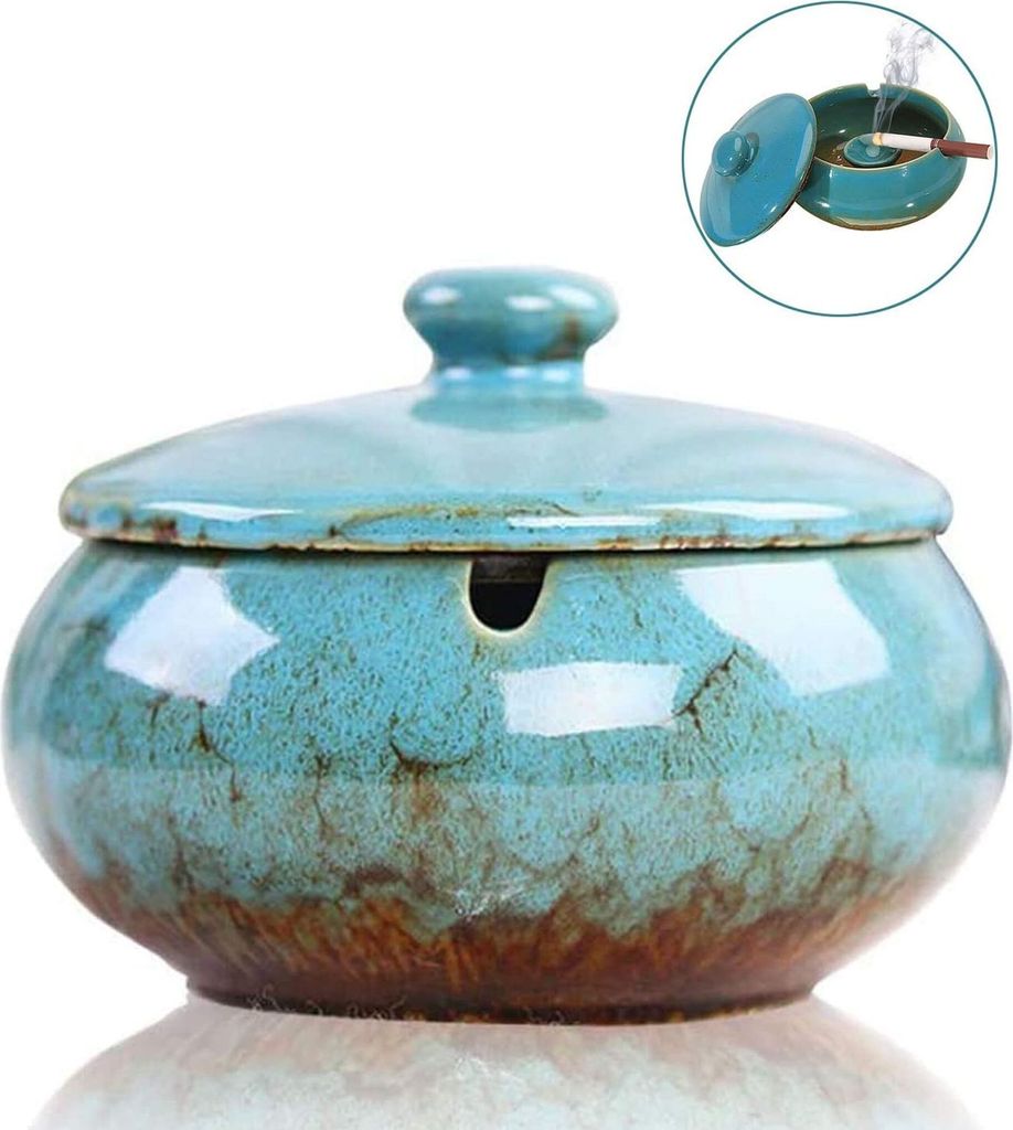 Chinesischer Wind-Aschenbecher Zigarre mit Deckel Retro für Produktbild 1