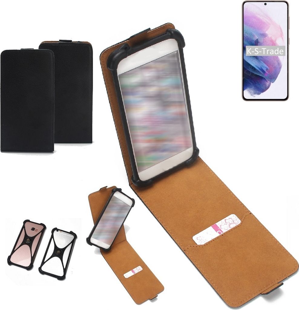 K-S-Trade Handyhülle Schutzhülle kompatibel mit Samsung Galaxy S21 5G Exynos Hülle Case Cover Flip Style Bumper schwarz 1x