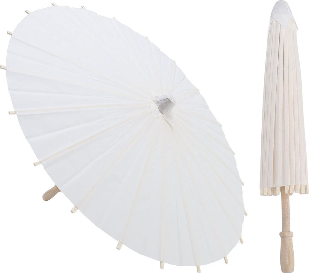 2pcs weißes Papier Regenschirm geölte Malerei dekorativer chinesischer Stil für Hochzeitsfoto -Requisiten