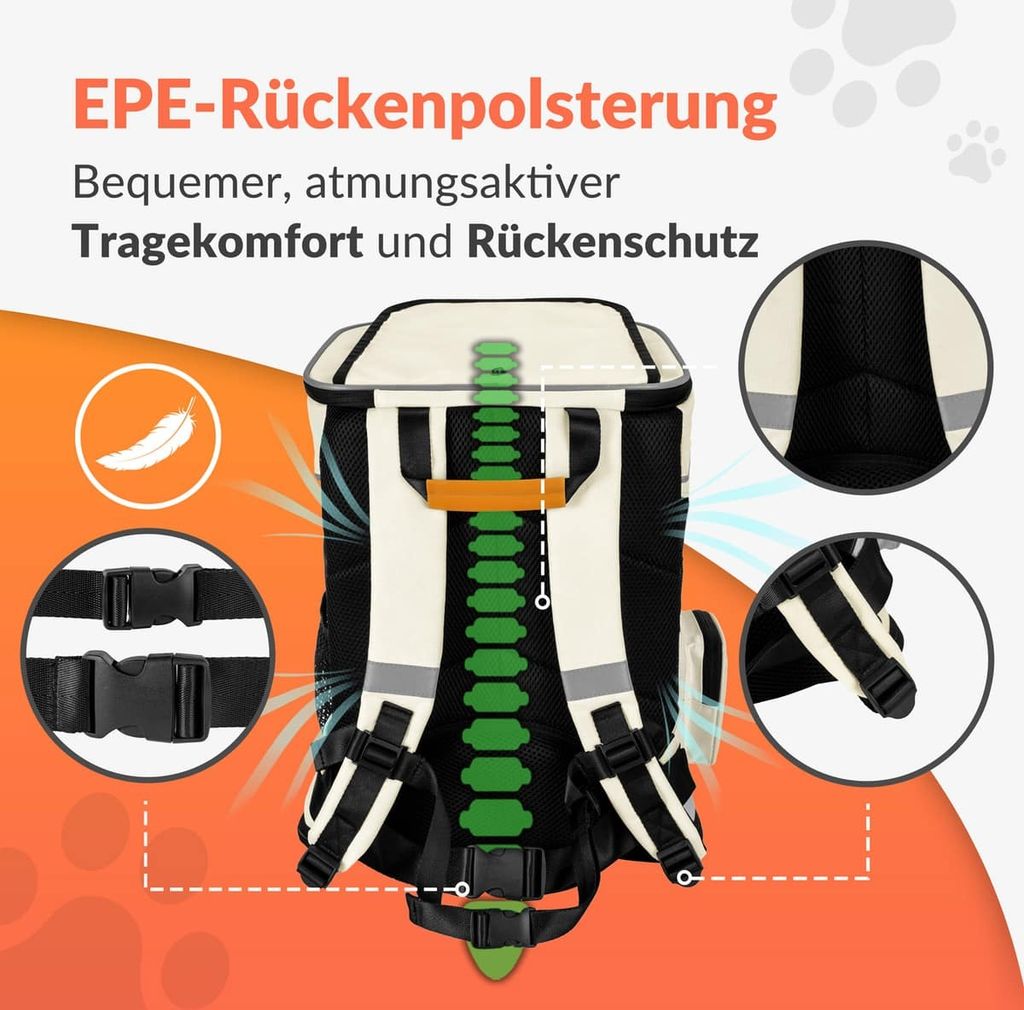 CADOCA® Haustierrucksack bis 20 kg verstellbare Gurte Produktbild 5
