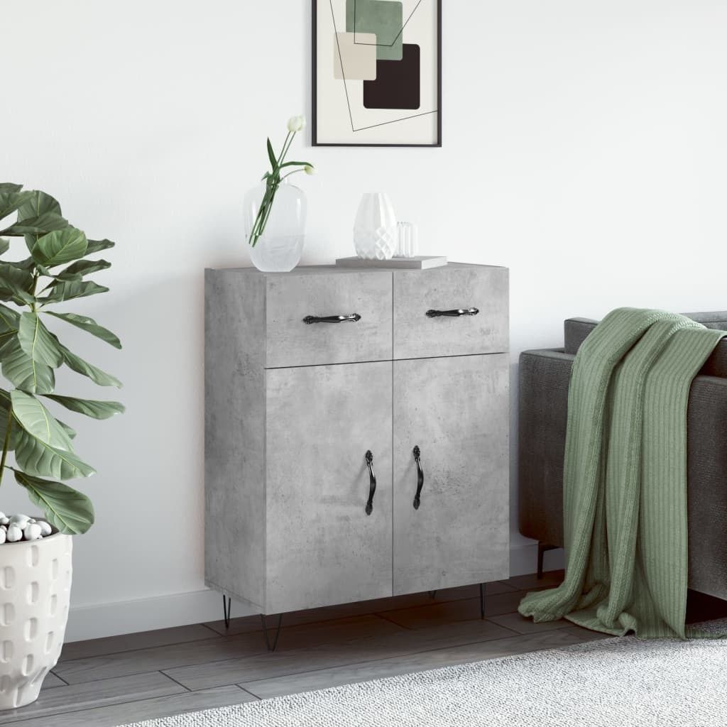 The Living Store Sideboard Betongrau 69,5x34x90 cm Holzwerkstoff