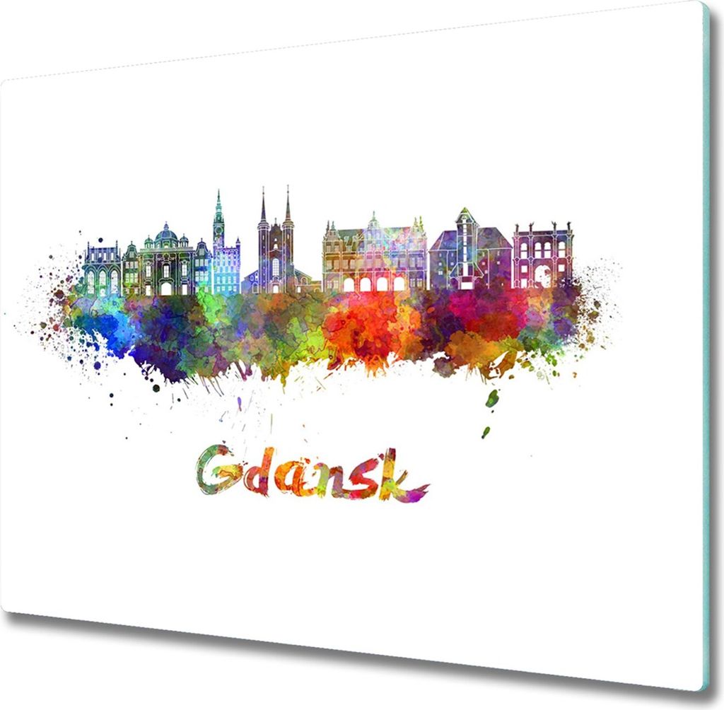 Glas Herdabdeckplatte 60x52 cm Spritzschutz Glasabdeckplatte Schneidebrett Danzig