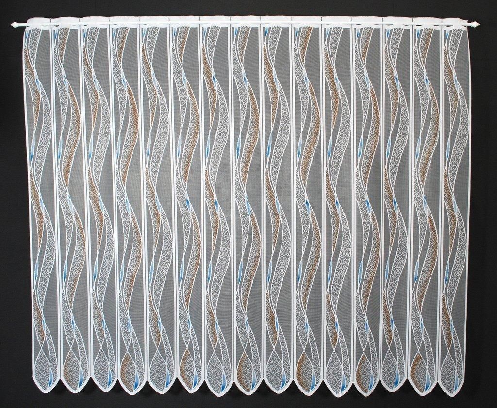 Gardinen Kranzusch Scheibengardine Welle 180x149,5 cm H/B blau/hellbraun Bistrogardine Vorhang Küche 1er Pack