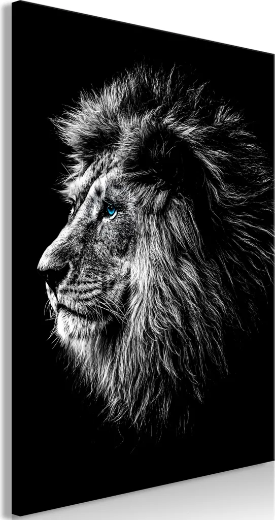 Quadro Tessuto Non Tessuto Leone Blu 80x120 - Qualità Italiana