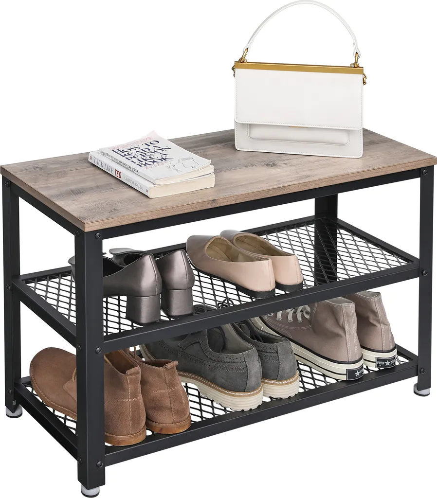 VASAGLE Banc à Chaussures Greige 73 x 45 x 30 cm - Meuble d'Entrée Compact - 5