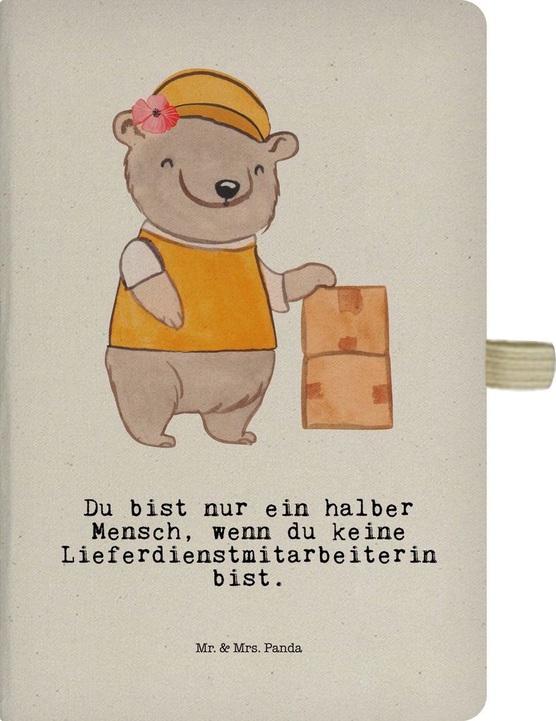 Mr. & Mrs. Panda Journal Lieferdienstmitarbeiterin Herz - Transparent - Geschenk, Kladde, Skizzenbuch, Spruch, Schreibheft A5, Witzig, Pizzabäcker...