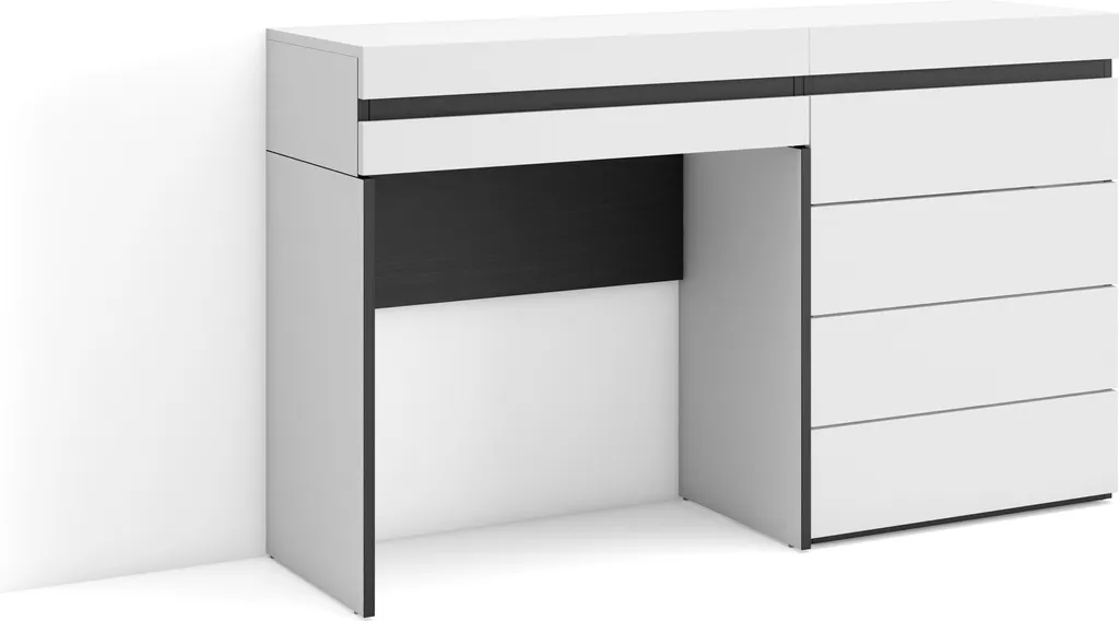Console Coiffeuse Blanche avec Tiroir de Rangement pour Chambre Moderne