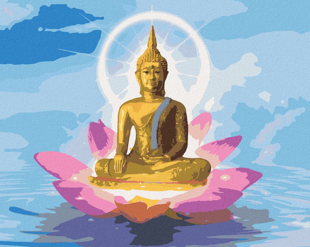 Zuty - Malen nach Zahlen - BUDDHA IM LOTUS, 40x50 cm, mit Keilrahmen (bereits gespannt)