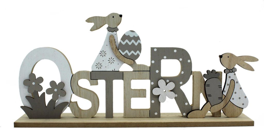 Holz Hasen Ostern Schriftzug 29 x 14cm 1 Stück Produktbild 