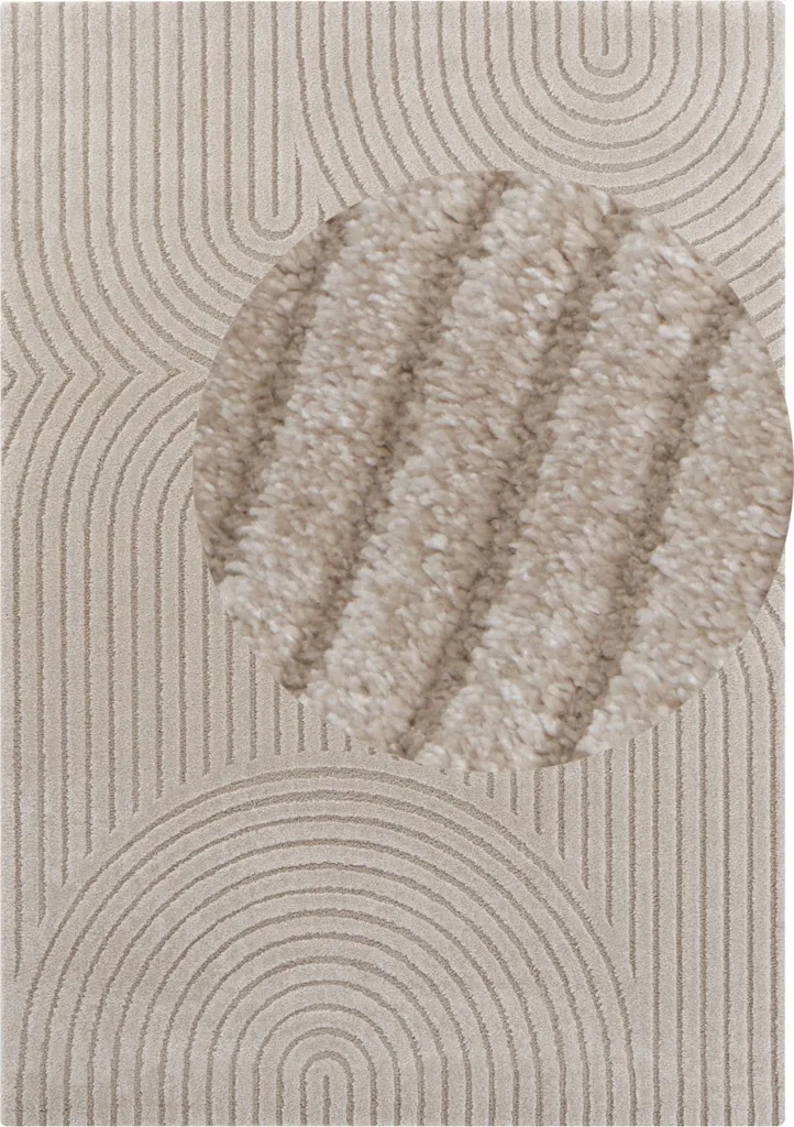 Tapis New York 105084 Crème et Beige 160x230 cm pour Salon Moderne