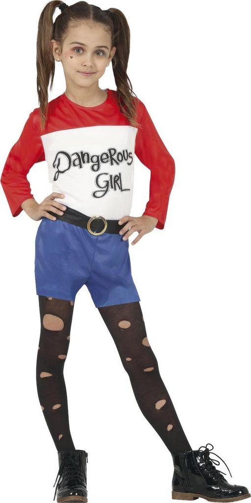Fiestas Guirca - "Crazy Dangerous" Kostüm für Mädchen Set FG1358 (128-134) (Blau/Rot)