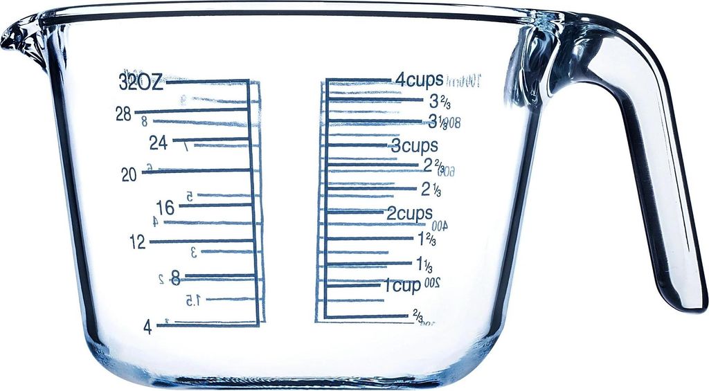 Messbecher - Glas Messkanne - 1 l (1000 ml) - Mit Messskala - Für Küche und Backen
