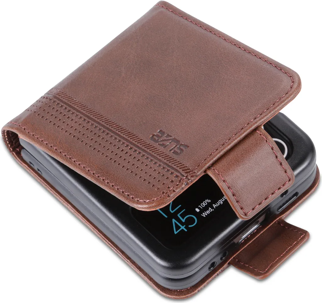 Samsung Galaxy Z Flip 4 5G Cover Pelle Caffè: Stile Urbano e Stand - 7