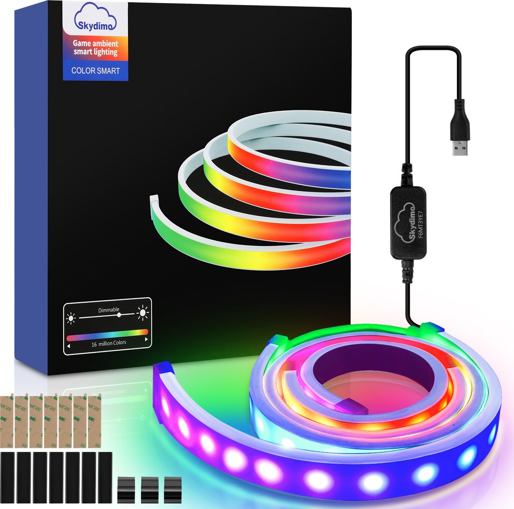 Jopassy LED Strip für Gaming Schreibtisch RGBIC LED Streifen 27 Zoll PC-Monitor PC Hintergrundbeleuchtung USB Led Beleuchtung mit App-Steuerung