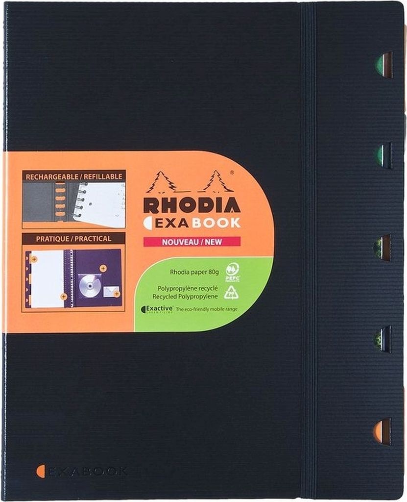 Rhodia 6x ExaBook mit Doppelspirale A5+ kariert 80Bl 90g - Schwarz 132572C