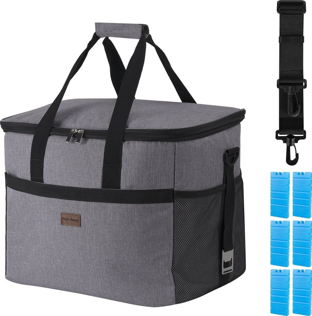 Packaway 4-lagige isolierte Kühltasche – Lunchtasche 40 Liter – Grau