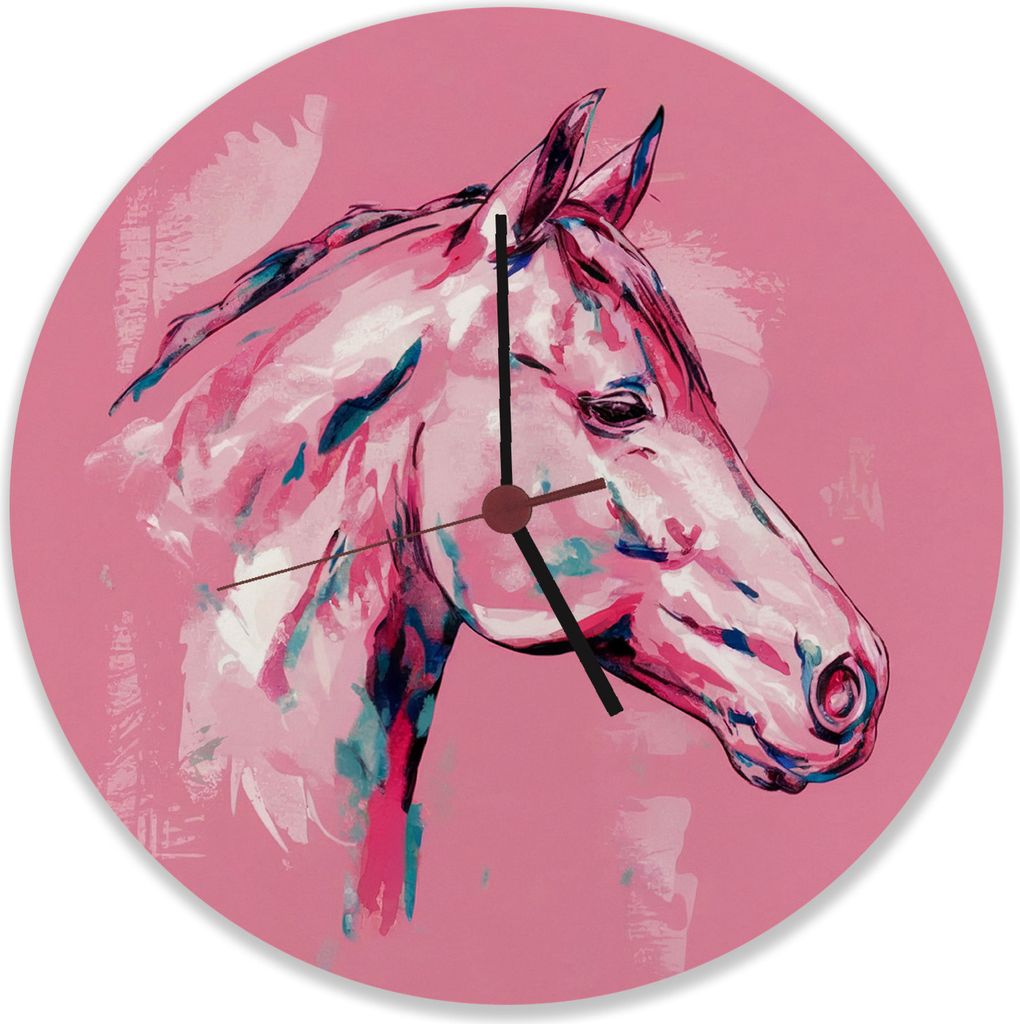 Pferdekopf im Aquarellstil Wanduhr aus MDF - Kunstvolle Uhr Produktbild 