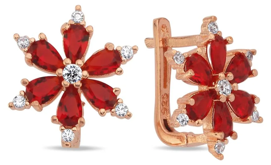 Boucles d'oreilles camélia argent et or rose : cadeau idéal pour mariage