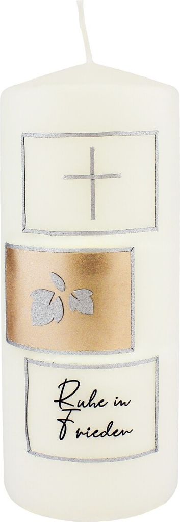Trauerkerze "Ruhe in Frieden" 200 x Ø 80 mm mit Klarsichtkarton