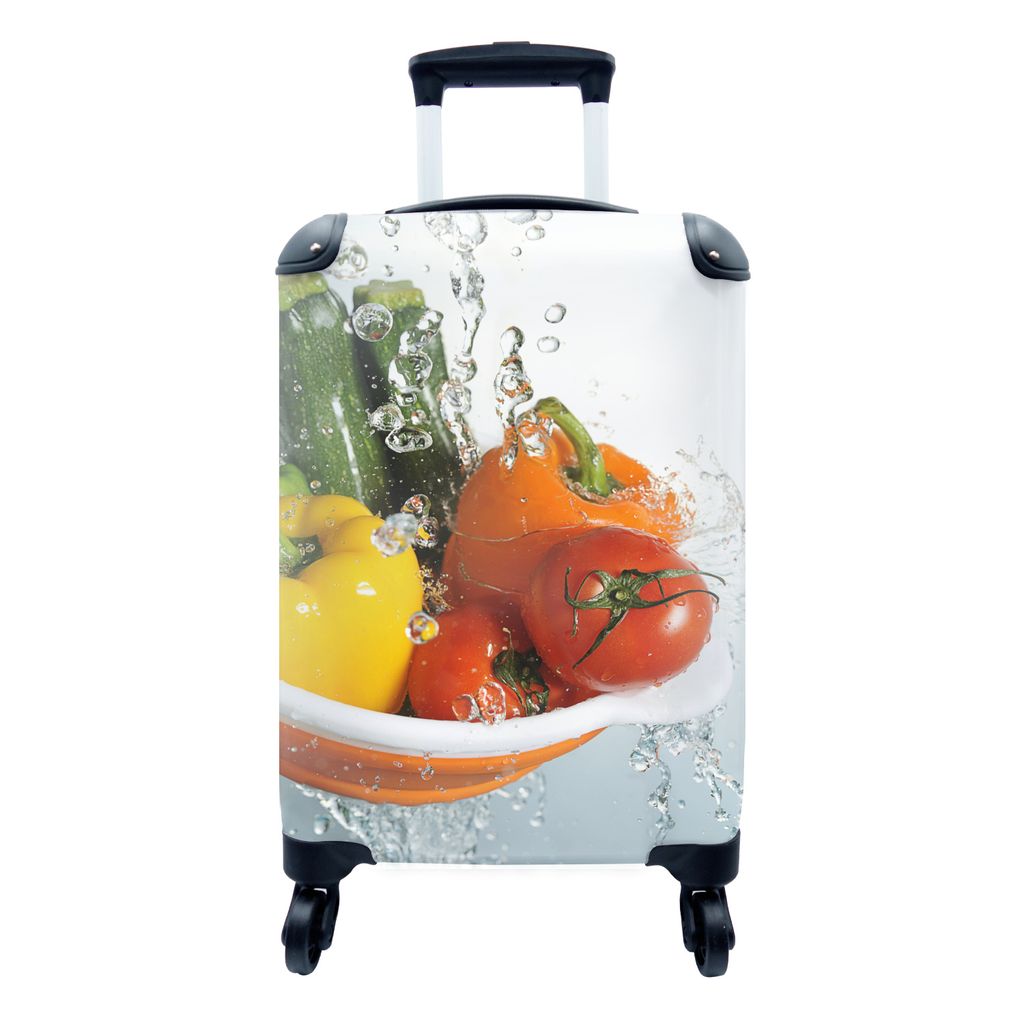 MuchoWow Koffer Handgepäck Trolley Rollkoffer Kleine Reisekoffer mit 4 Rollen - Gemüse - Wasser - Sieb - Cabin Size < 55x40x23 cm & 55x40x20 cm...