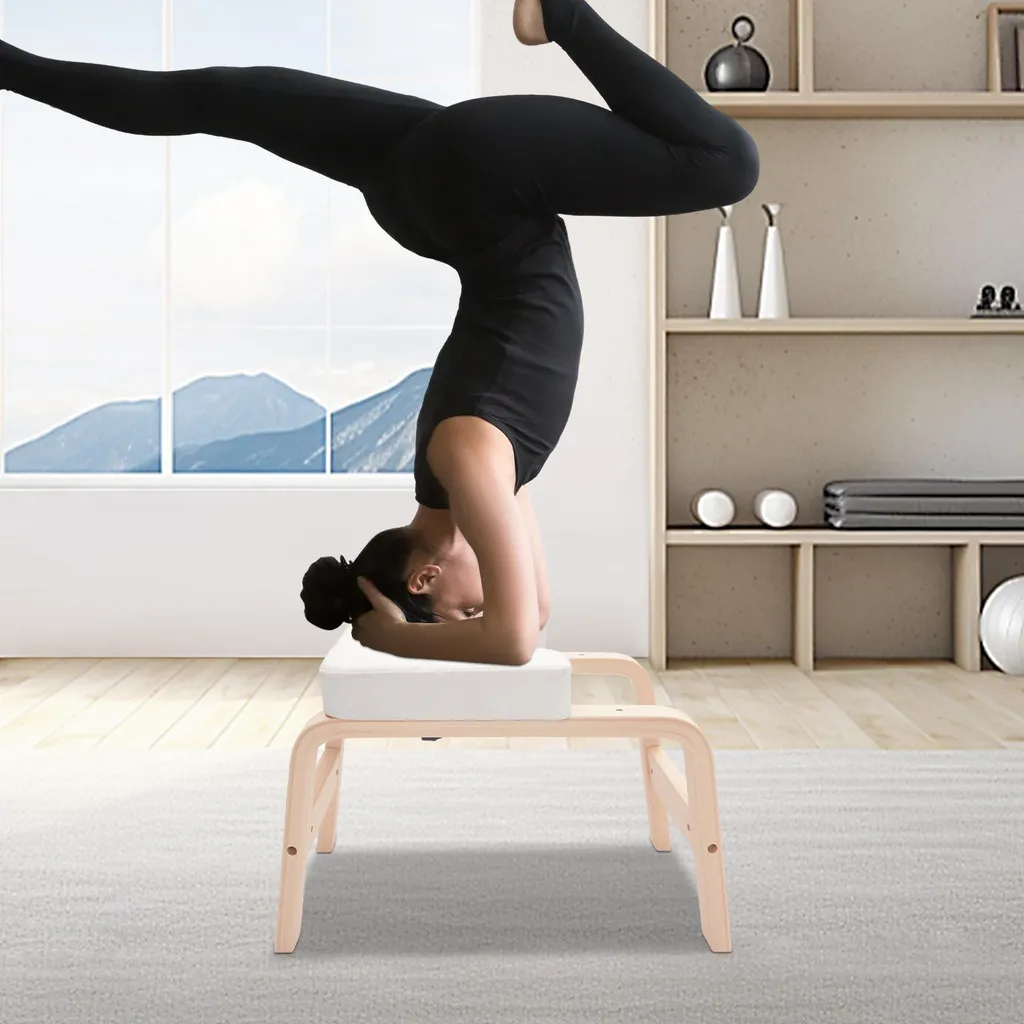 Tabouret de yoga pour posture sur la tête - Banc inversion beige 200kg
