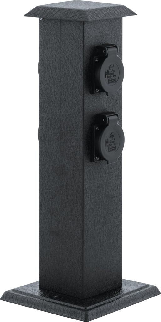 EGLO Outdoor Zubehör Steckdosensäule, Gartensteckdose, 4 Steckdosen, Material: Stahl und Kunststoff, Farbe: Schwarz, IP44