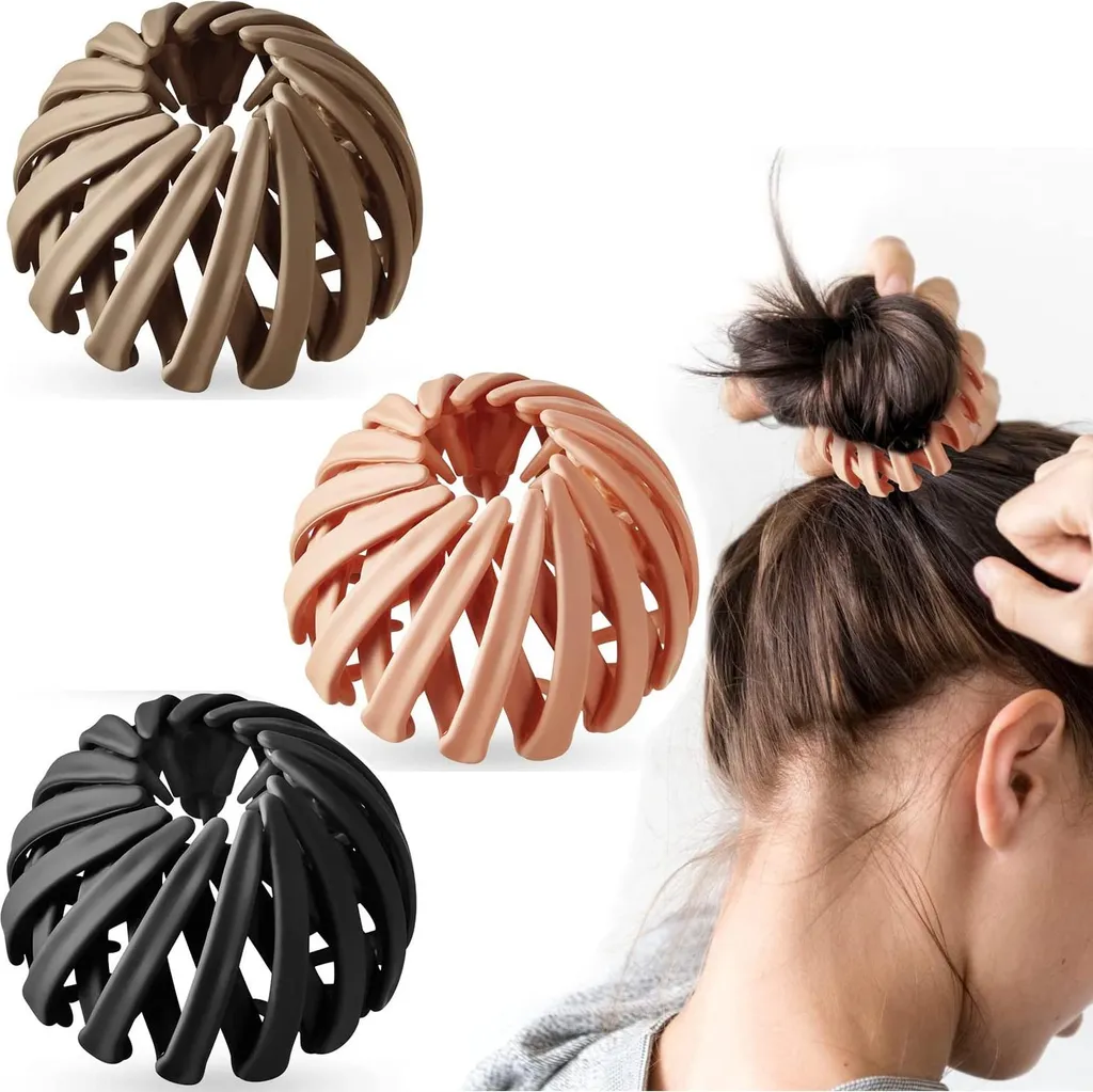 Lot de 3 barrettes nid d'oiseau vintage, accessoires cheveux femme chic