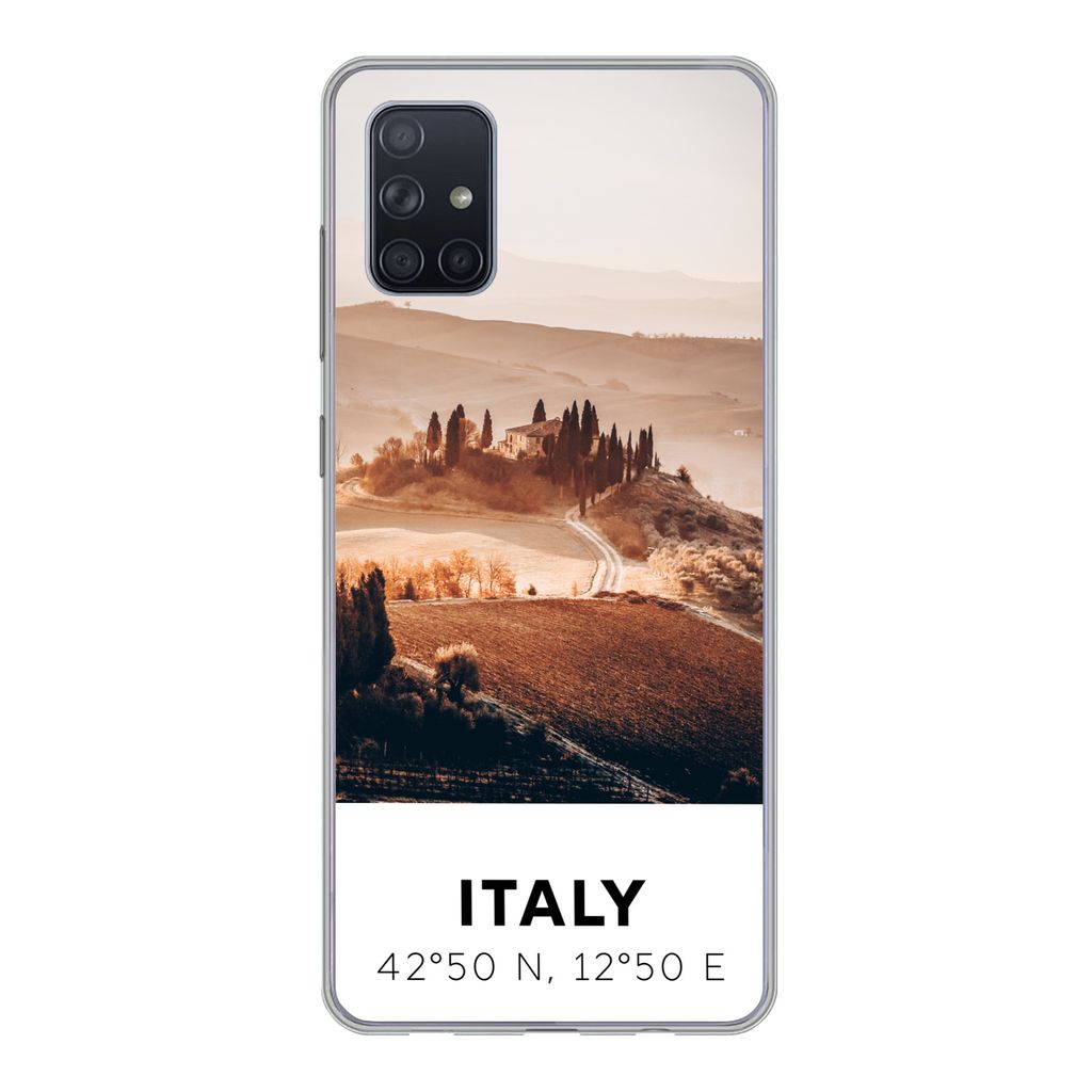 MuchoWow Handyhülle Schutzhülle Hülle für Samsung Galaxy A71 Toskana - Italien - Sommer Silikon Softcase Handy Hülle - Kartenbesitzer