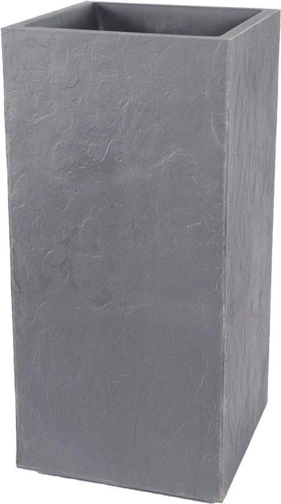 Pflanzgefäß quadratisch groß Volcania 31 L - Imitation Naturstein Dekor - Doppelwandig - Wasserbehälterzone - 395 x 395 x 80 cm - Graugröße P...