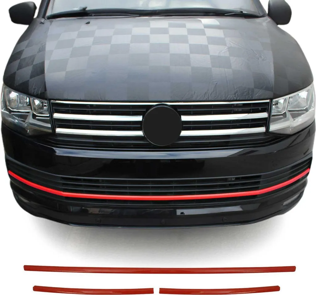 Kit Griglia VW T6 Highline 2015-2019 | Profili Rosso Cromo 3 Pezzi