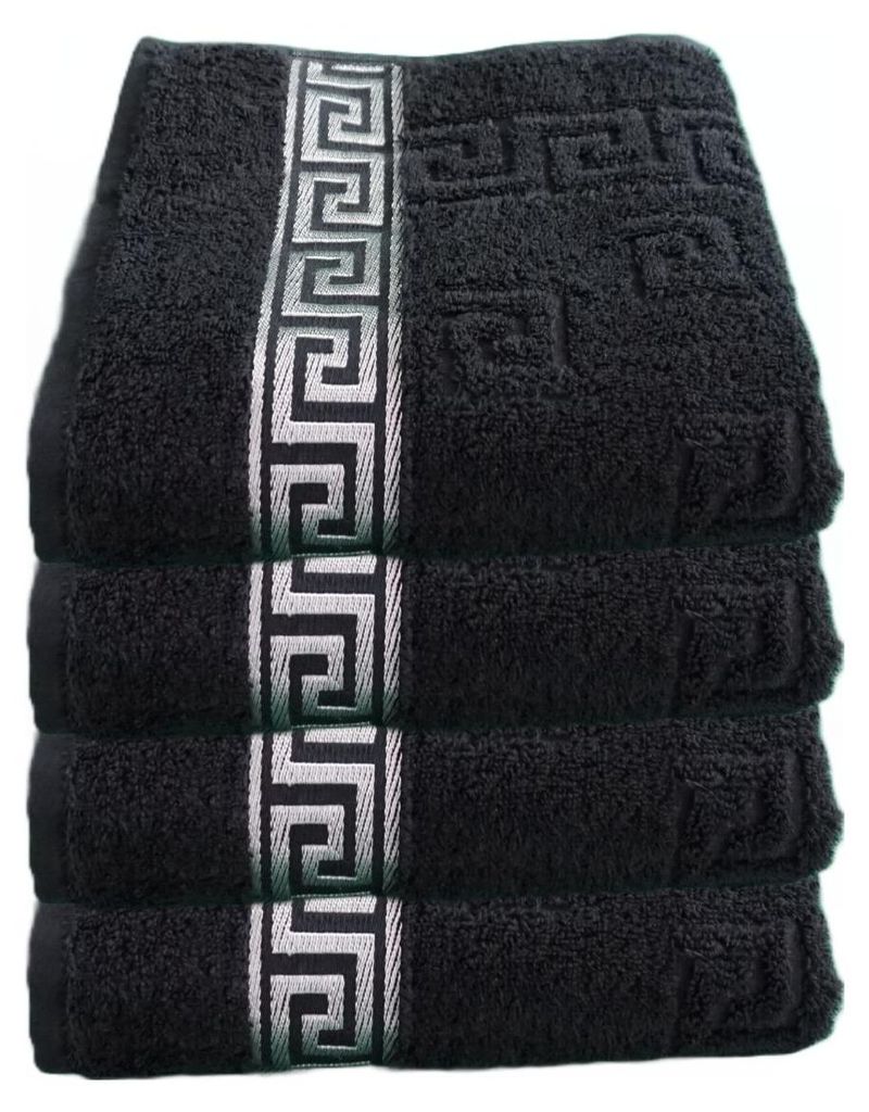 4er Set  Medusa Gästetücher 30x50 cm - Schwarz / Silber  - Produktbild 
